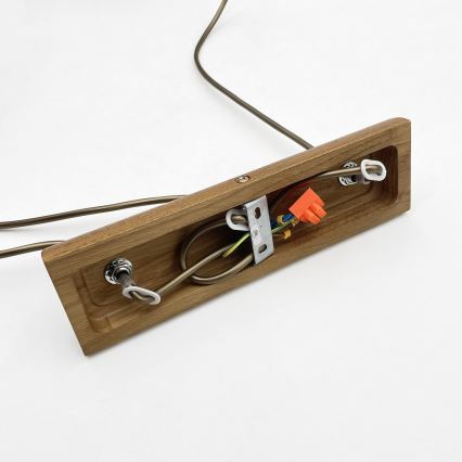 Suspension sur câble AIDA 3xE27/15W/230V Ø 25 cm chêne/raphia