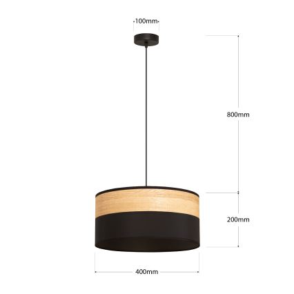 Suspension sur câble ALBA 1xE27/15W/230V Ø 40 cm noir/marron