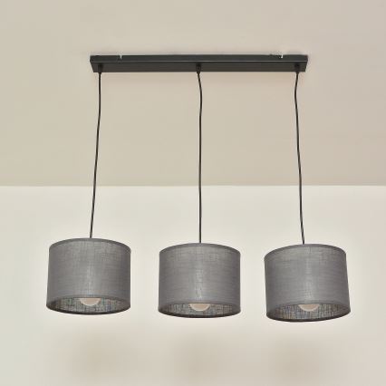 Suspension sur câble ALBA 3xE27/15W/230V grise