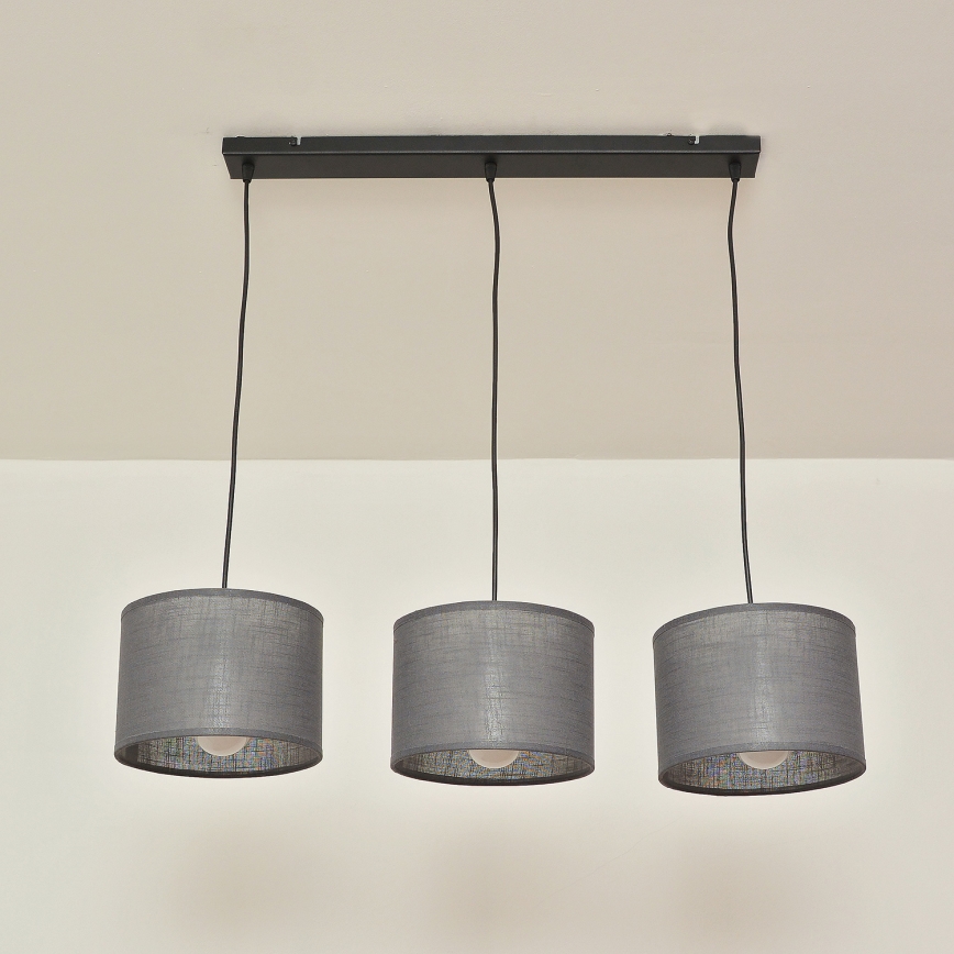 Suspension sur câble ALBA 3xE27/15W/230V grise