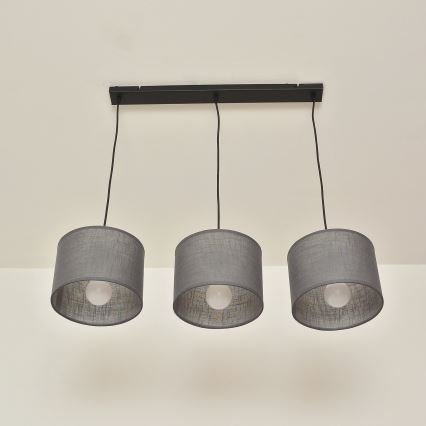 Suspension sur câble ALBA 3xE27/15W/230V grise