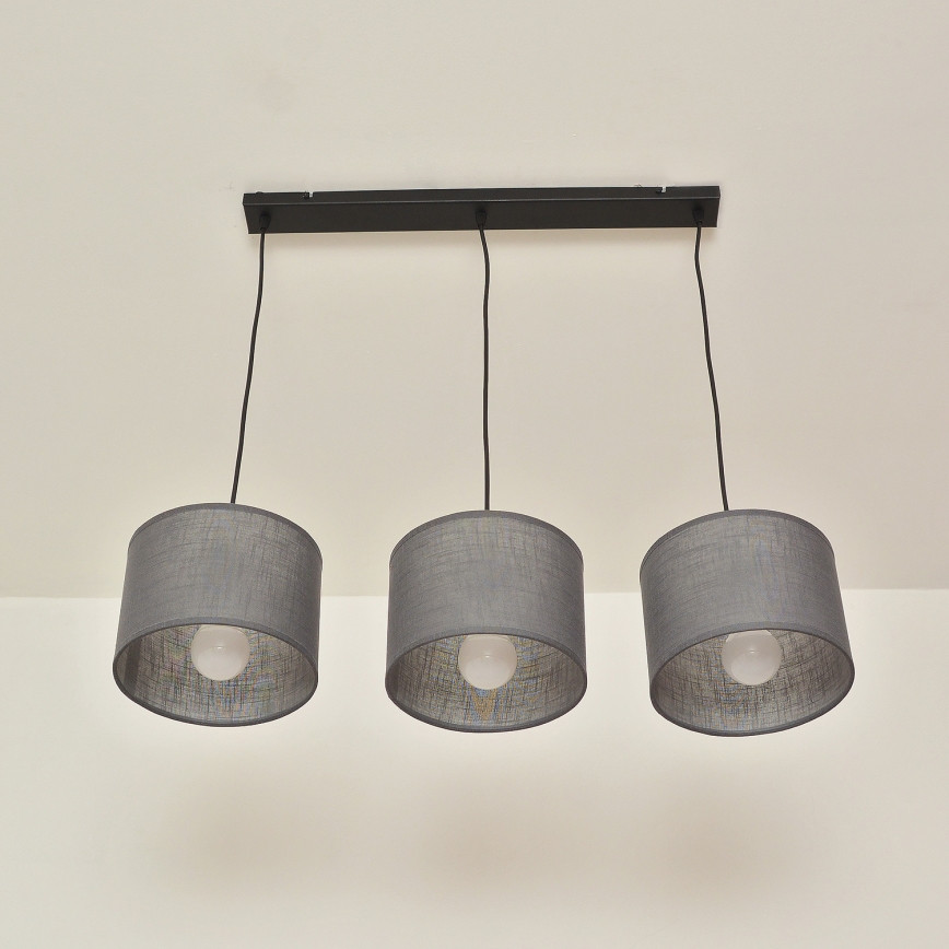 Suspension sur câble ALBA 3xE27/15W/230V grise