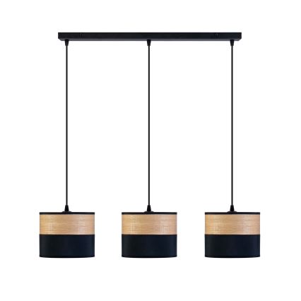 Suspension sur câble ALBA 3xE27/15W/230V noir/marron