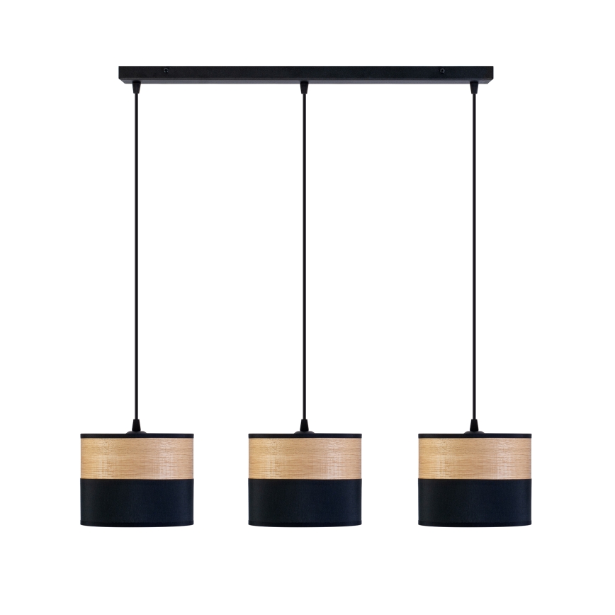 Suspension sur câble ALBA 3xE27/15W/230V noir/marron