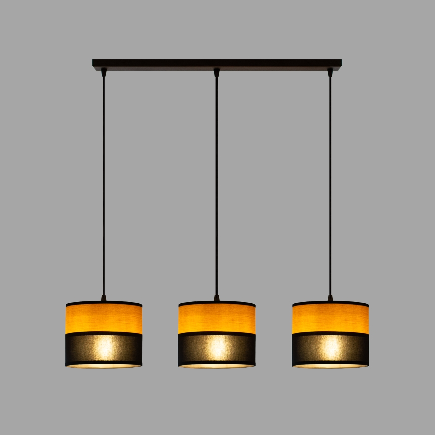 Suspension sur câble ALBA 3xE27/15W/230V noir/marron