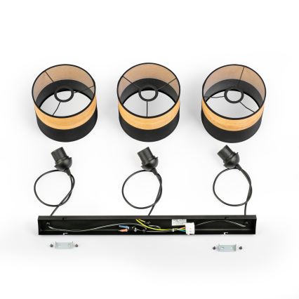 Suspension sur câble ALBA 3xE27/15W/230V noir/marron