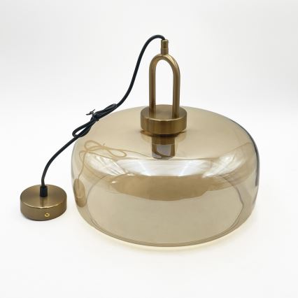 Suspension sur câble AMAYA 1xE27/15W/230V doré/beige fumé