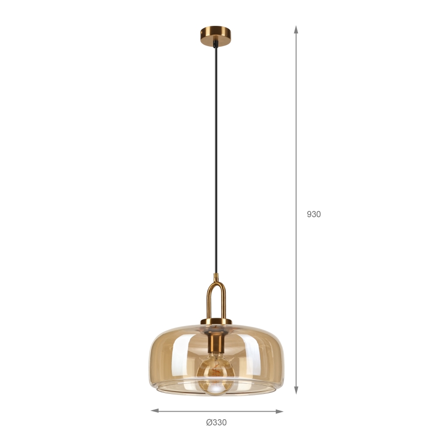 Suspension sur câble AMAYA 1xE27/15W/230V doré/beige fumé