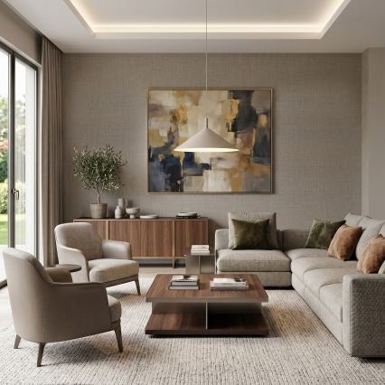Suspension sur câble ANEGA 1xGX53/15W/230V Ø 50 cm beige
