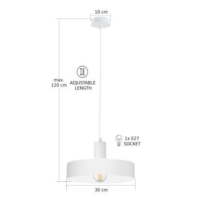 Suspension sur câble ARCANE 1xE27/60W/230V blanche