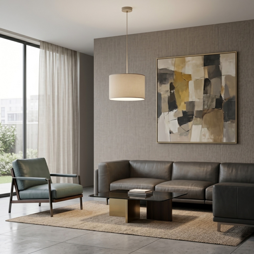 Suspension sur câble ARDEN 1xE27/15W/230V Ø 25 cm beige