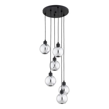 Suspension sur câble ARVENE 6xE27/15W/230V noir/chrome brillant