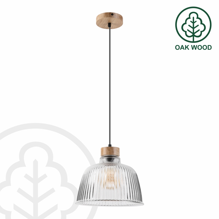 Suspension sur câble ASTA 1xE27/60W/230V Ø 28 cm chêne