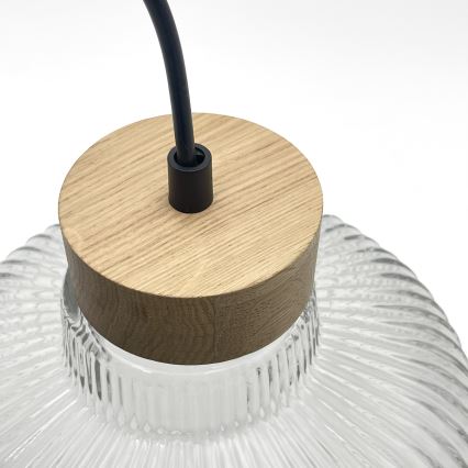 Suspension sur câble ASTA 1xE27/60W/230V Ø 28 cm chêne