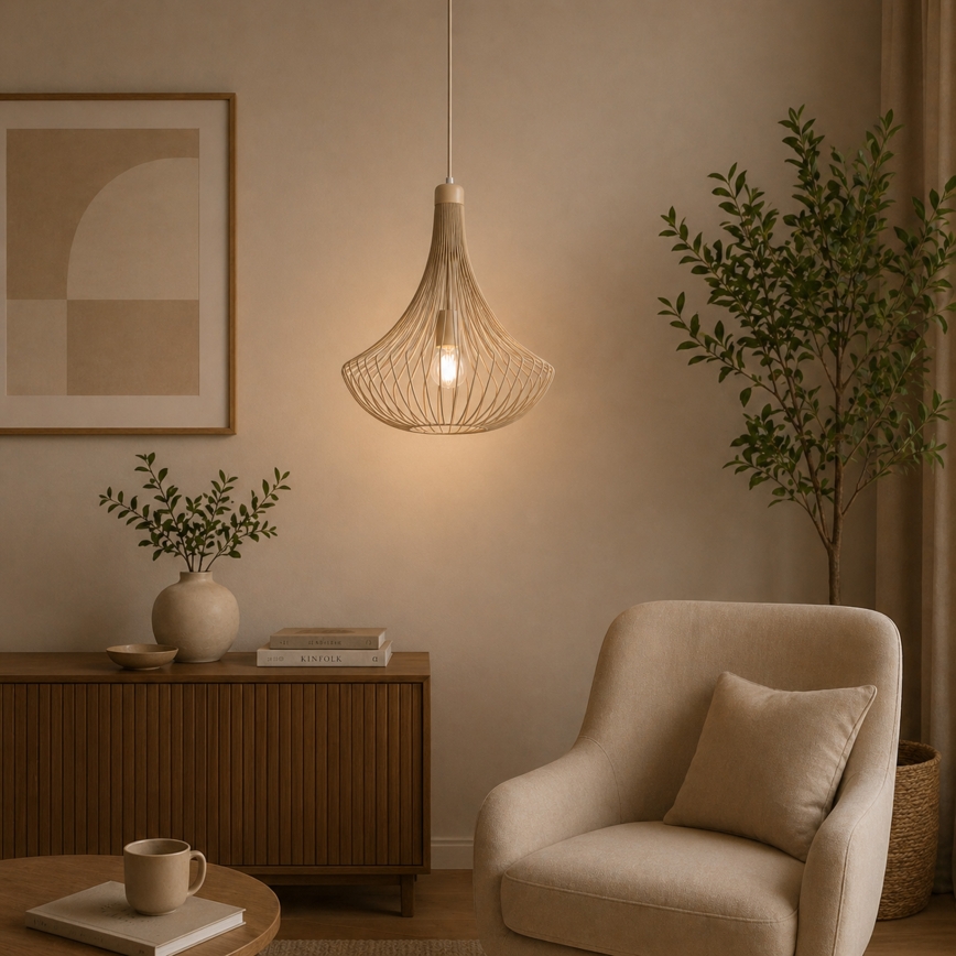Suspension sur câble BALERINA 1xE27/15W/230V beige