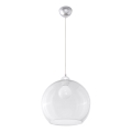 Suspension sur câble BALL 1xE27/15W/230V Ø 30 cm transparente