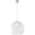 Suspension sur câble BALL 1xE27/15W/230V Ø 30 cm verre transparent/chrome brillant
