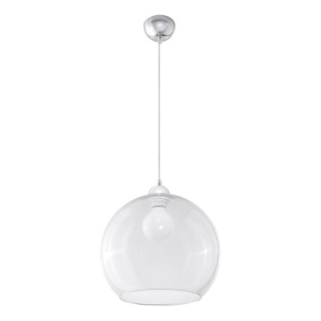 Suspension sur câble BALL 1xE27/15W/230V Ø 30 cm verre transparent/chrome brillant