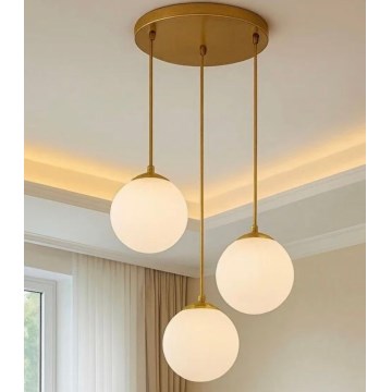 Suspension sur câble BALLISTIC 3xE27/40W/230V dorée