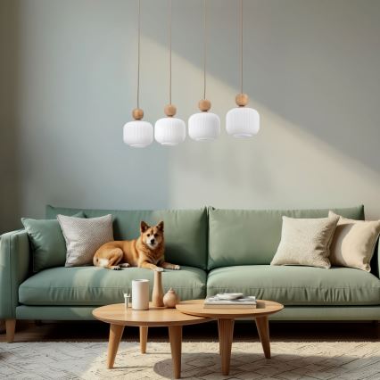 Suspension sur câble BALLO 4xE14/10W/230V beige