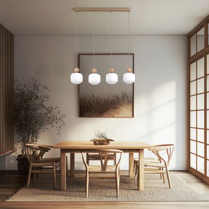 Suspension sur câble BALLO 4xE14/10W/230V beige