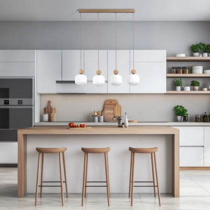 Suspension sur câble BALLO 4xE14/10W/230V beige