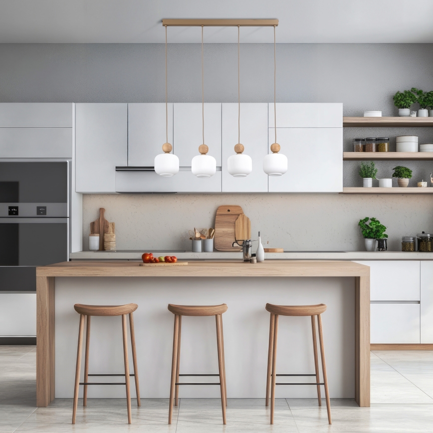 Suspension sur câble BALLO 4xE14/10W/230V beige