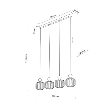 Suspension sur câble BALLO 4xE14/10W/230V beige