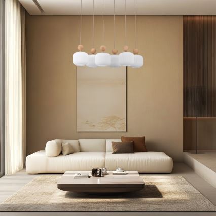 Suspension sur câble BALLO 6xE14/10W/230V beige