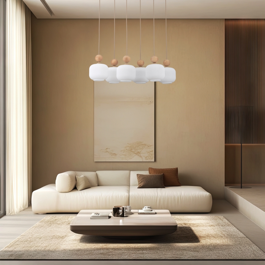 Suspension sur câble BALLO 6xE14/10W/230V beige