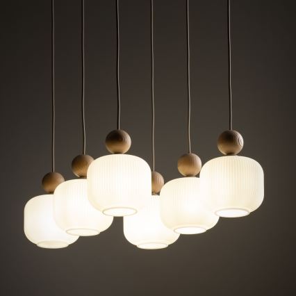 Suspension sur câble BALLO 6xE14/10W/230V beige