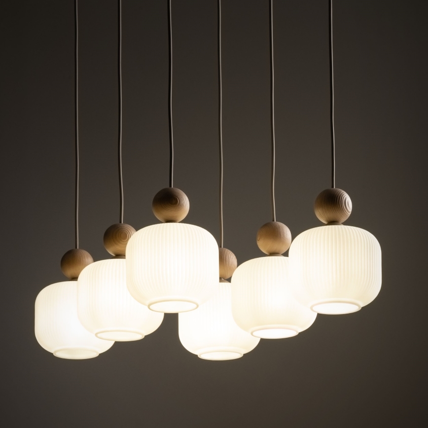 Suspension sur câble BALLO 6xE14/10W/230V beige