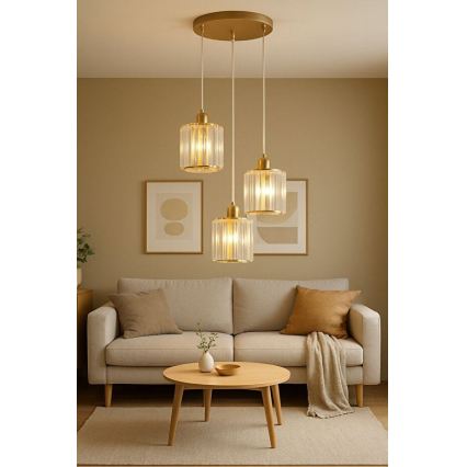Suspension sur câble BELLA 3xE27/40W/230V dorée