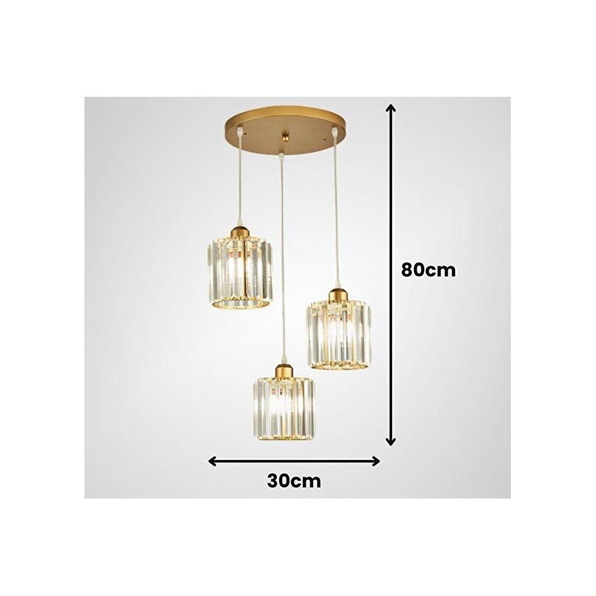 Suspension sur câble BELLA 3xE27/40W/230V dorée
