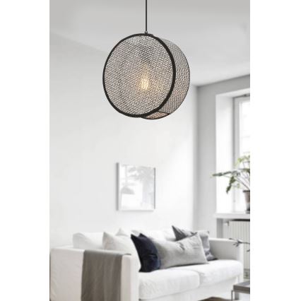 Suspension sur câble BIG DRUM 1xE27/60W/230V gris/noir