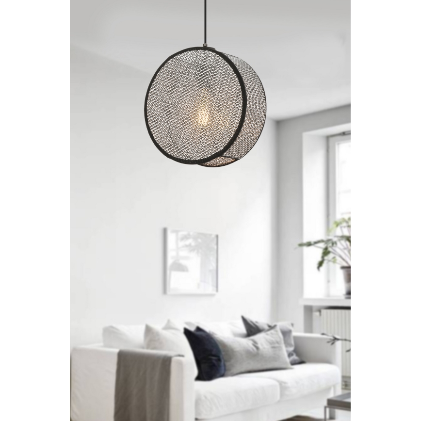 Suspension sur câble BIG DRUM 1xE27/60W/230V gris/noir