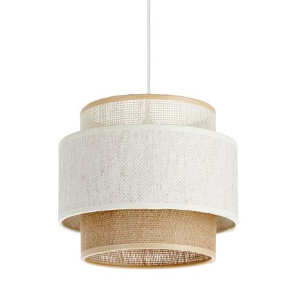 Suspension sur câble BOHO 1xE27/60W/230V Ø 20 cm blanc/jute