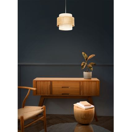 Suspension sur câble BOHO 1xE27/60W/230V Ø 20 cm jute/crème