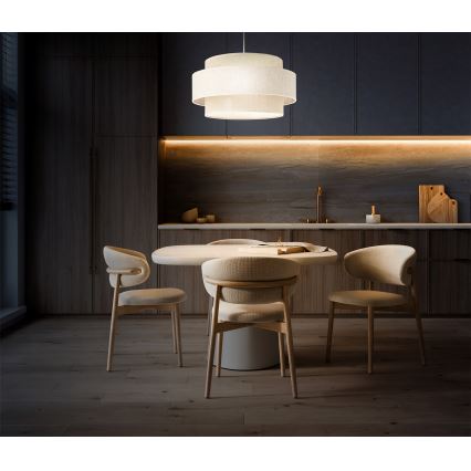 Suspension sur câble BOHO 1xE27/60W/230V Ø 40 cm crème/jute