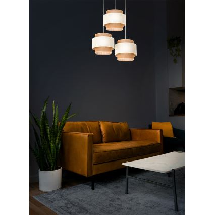 Suspension sur câble BOHO 3xE27/60W/230V crème/jute