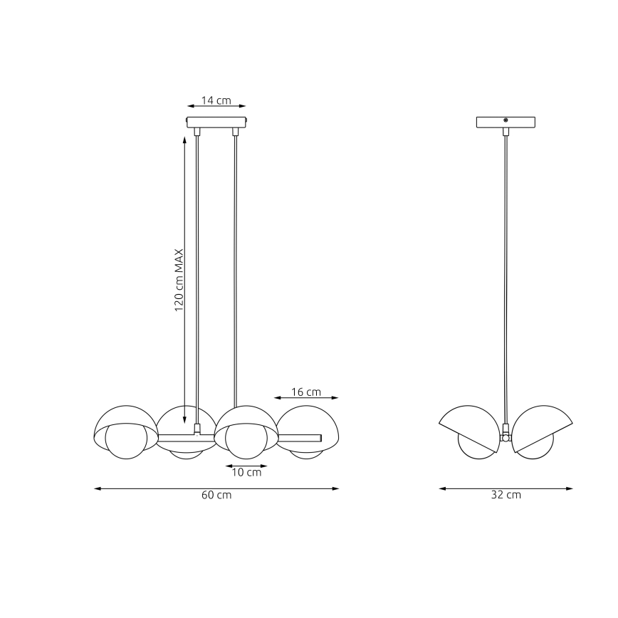 Suspension sur câble BOOM 4xG9/8W/230V orange