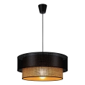 Suspension sur câble BORHO, 1x E27/60W/230V, diamètre 50 cm, noir/jute