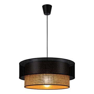 Suspension sur câble BORHO, 1x E27/60W/230V, diamètre 50 cm, noir/jute