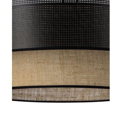 Suspension sur câble BORHO, 1x E27/60W/230V, diamètre 50 cm, noir/jute