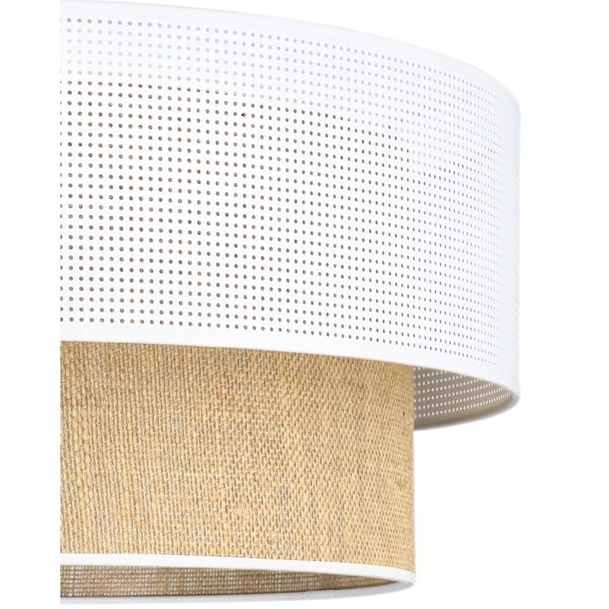 Suspension sur câble BORHO, 1x E27 60W 230V, Ø 50 cm, blanc/jute