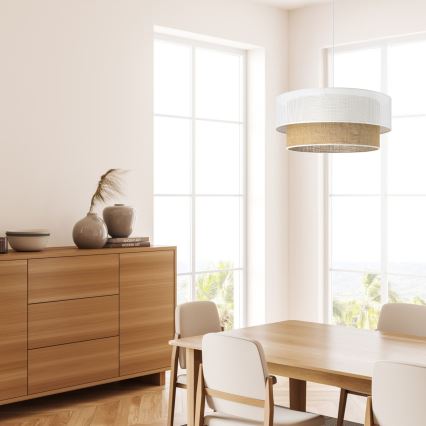 Suspension sur câble BORHO 1xE27/60W/230V blanc/jute