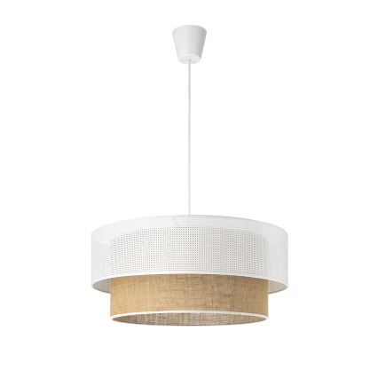 Suspension sur câble BORHO 1xE27/60W/230V blanc/jute