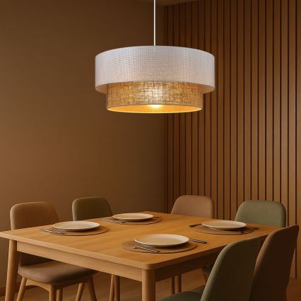 Suspension sur câble BORHO 1xE27/60W/230V blanche/jute