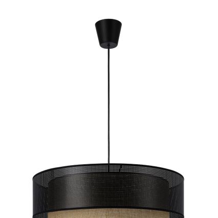 Suspension sur câble BORHO 1xE27/60W/230V noir/jute