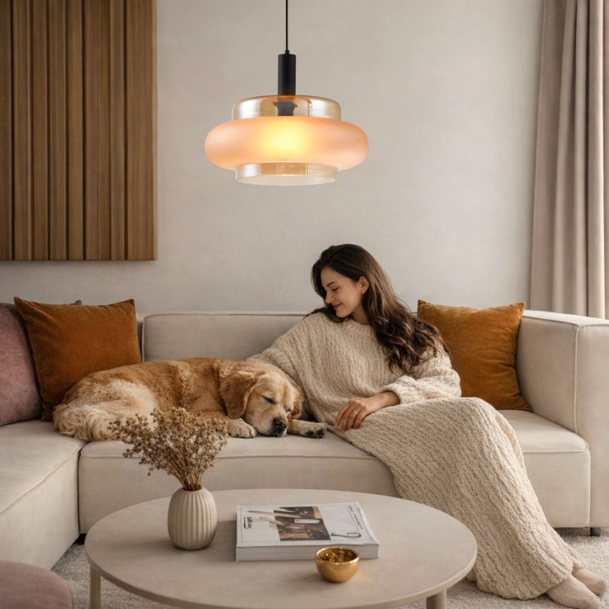 Suspension sur câble BRIZI 1xE27/40W/230V beige/fumé